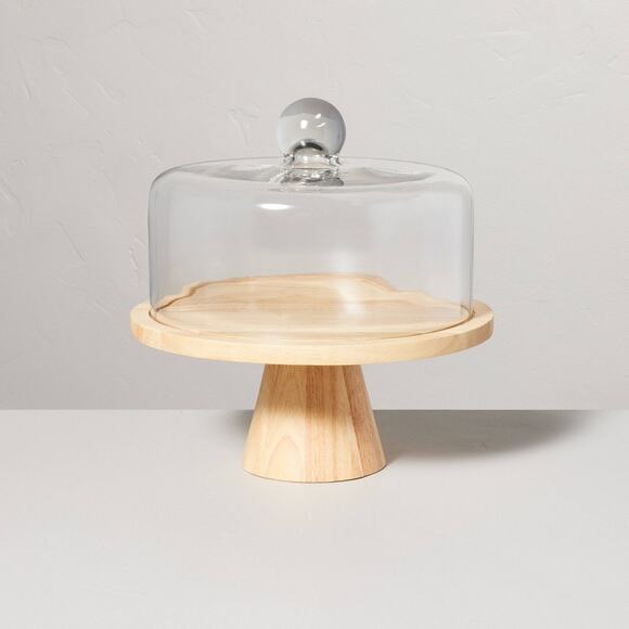 Hearth & Hand Other - 11.5" Wooden Cake Stand with Glass Cloche -‎ Hearth & Hand with Magnolia NEW